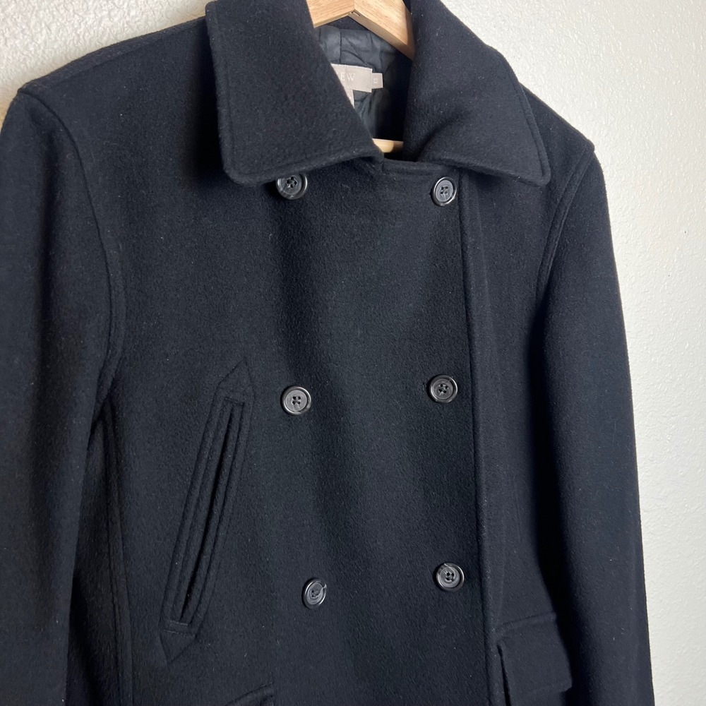Vintage J.Crew Black Wool Peacoat | 90s Y2K Classic Double Breasted Coat size XS - Picture 3 of 11